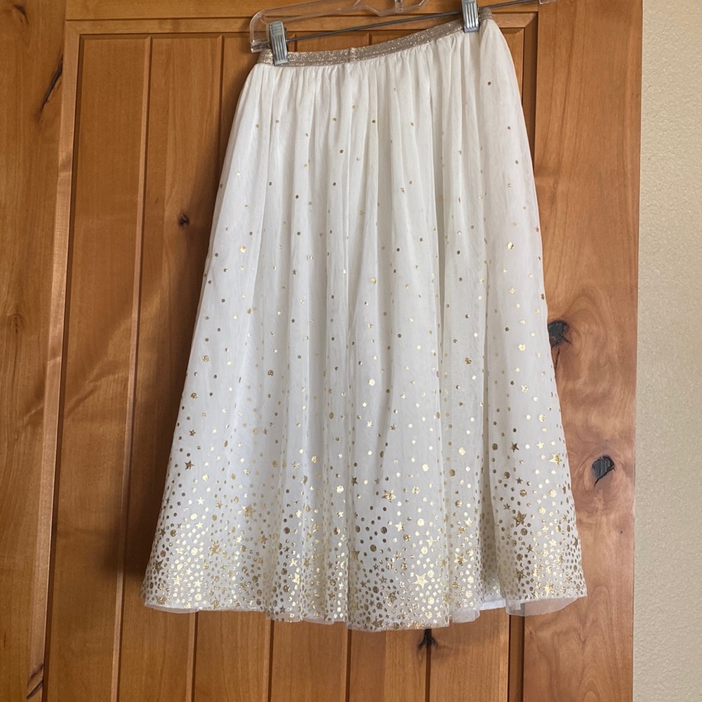 Cream and gold girls tulle skirt 6/7